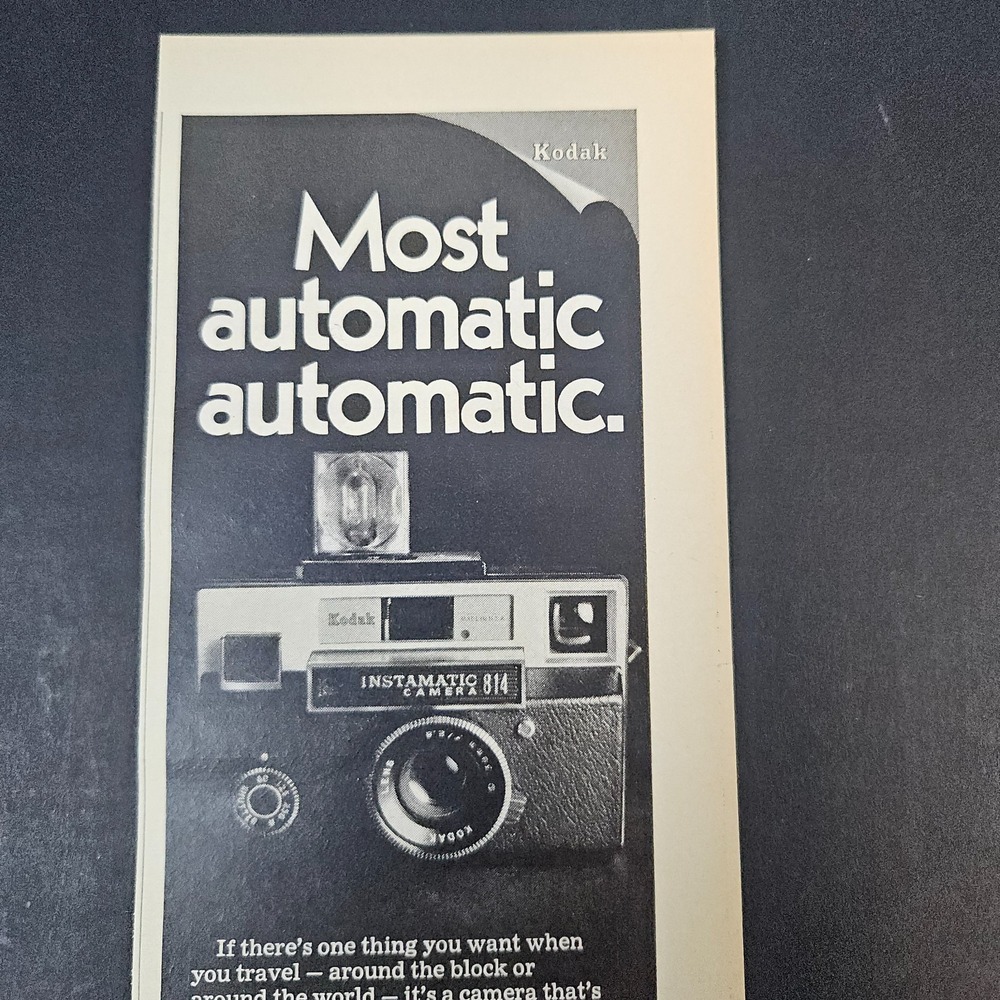 1969 Kodak Instamatic 814 Film Camera Vintage Print‎ Ad Ektar Lens Rangefinder